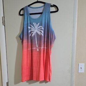 Gradient Palm Tree Tank Top Dress